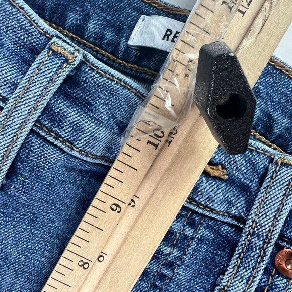 Re/Done Jean Women 25x26* 70s Stove Pipe High Rise Skinny Crop Blue Denim Tag 25 - Picture 16 of 16